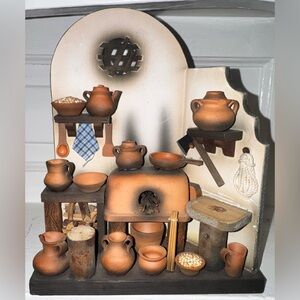 Miniature Terracotta Kitchen Display - Rustic Clay Pots